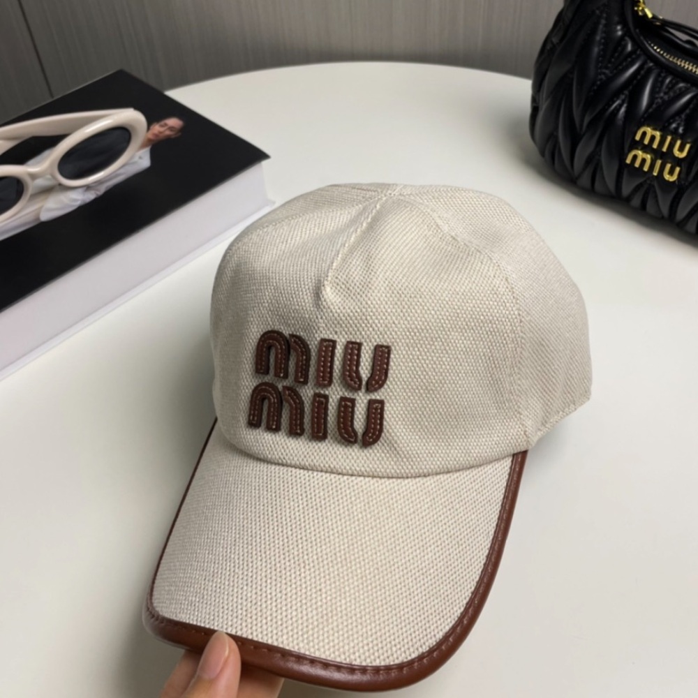 Miu Miu Beige and Brown Cap